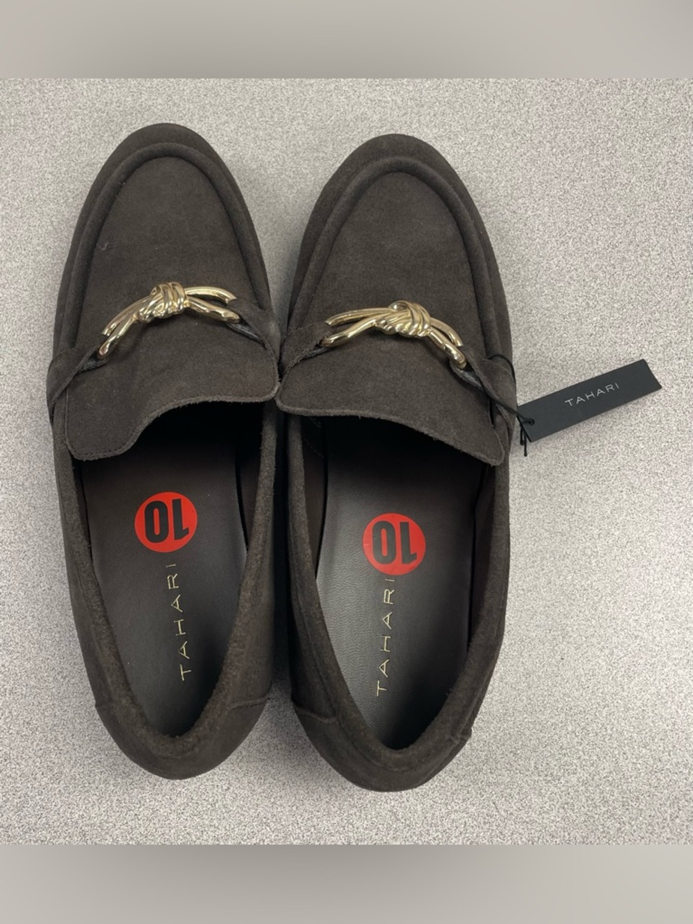Tahari Dark Brown Loafers with Gold Accent - Picture 2 of 3